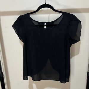 Elegant Black Sheer Women's Top